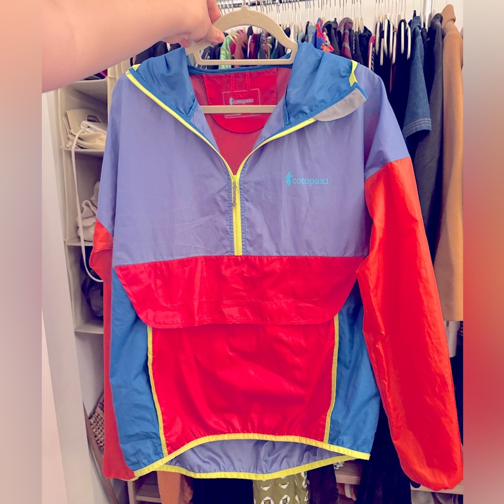 Cotopaxi Half Zip Hooded Windbreaker- Neon Multicolor- Women’s M